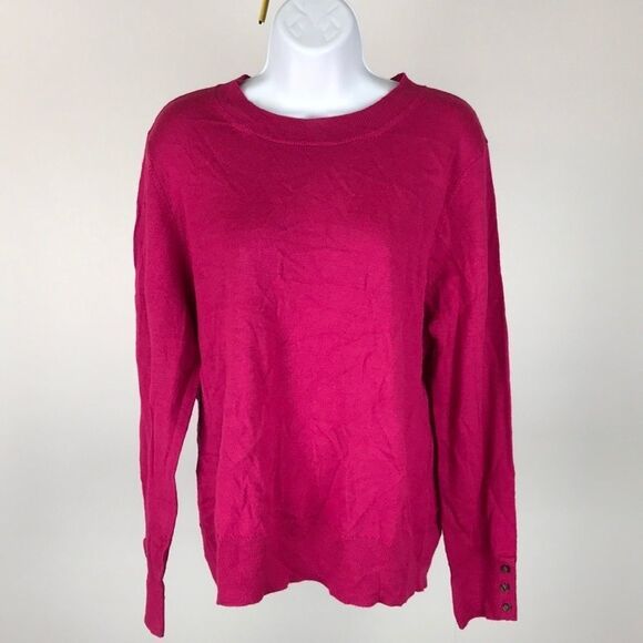 Charter Club Merino Wool Button-Sleeve Sweater Womens size XL - Picture 2 of 5